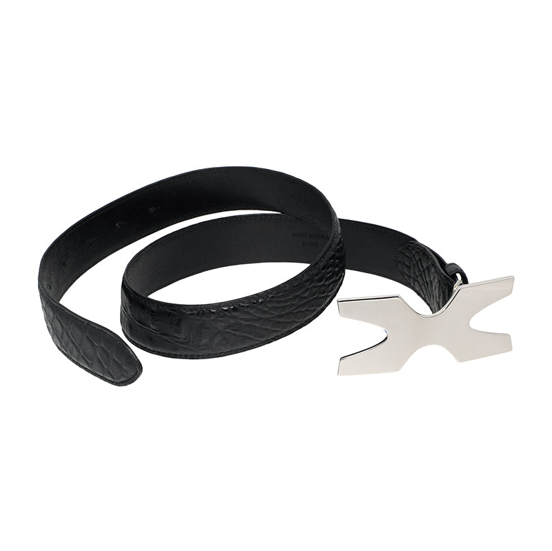 Ostler Equestrian Black Gator Belt Stretched