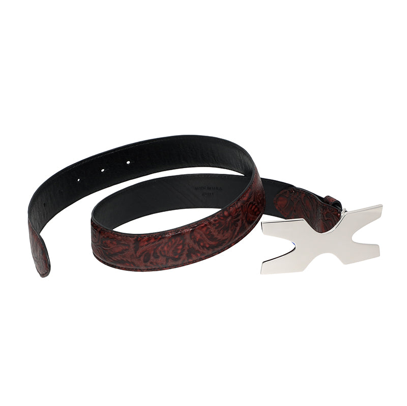 Ostler Equestrian Bordeaux Poppy Belt Stretched