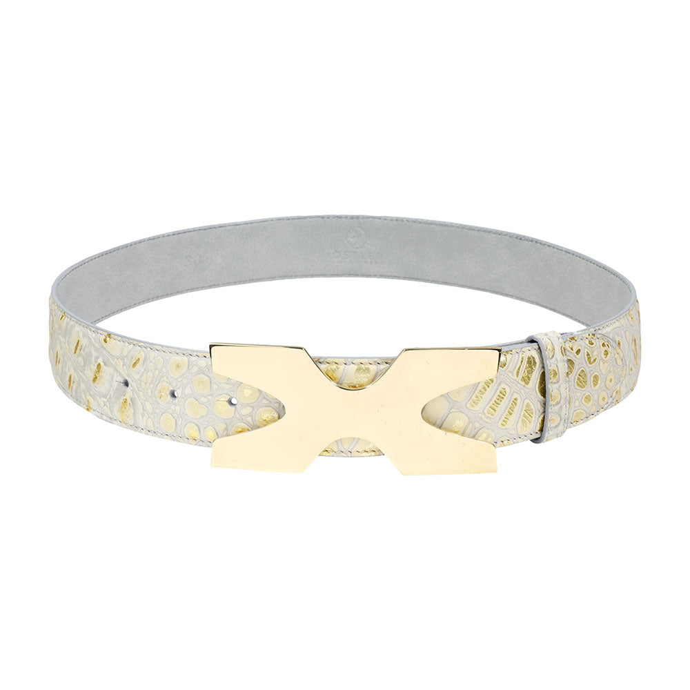 Gator Cavaletti Contour Belt — White Gold