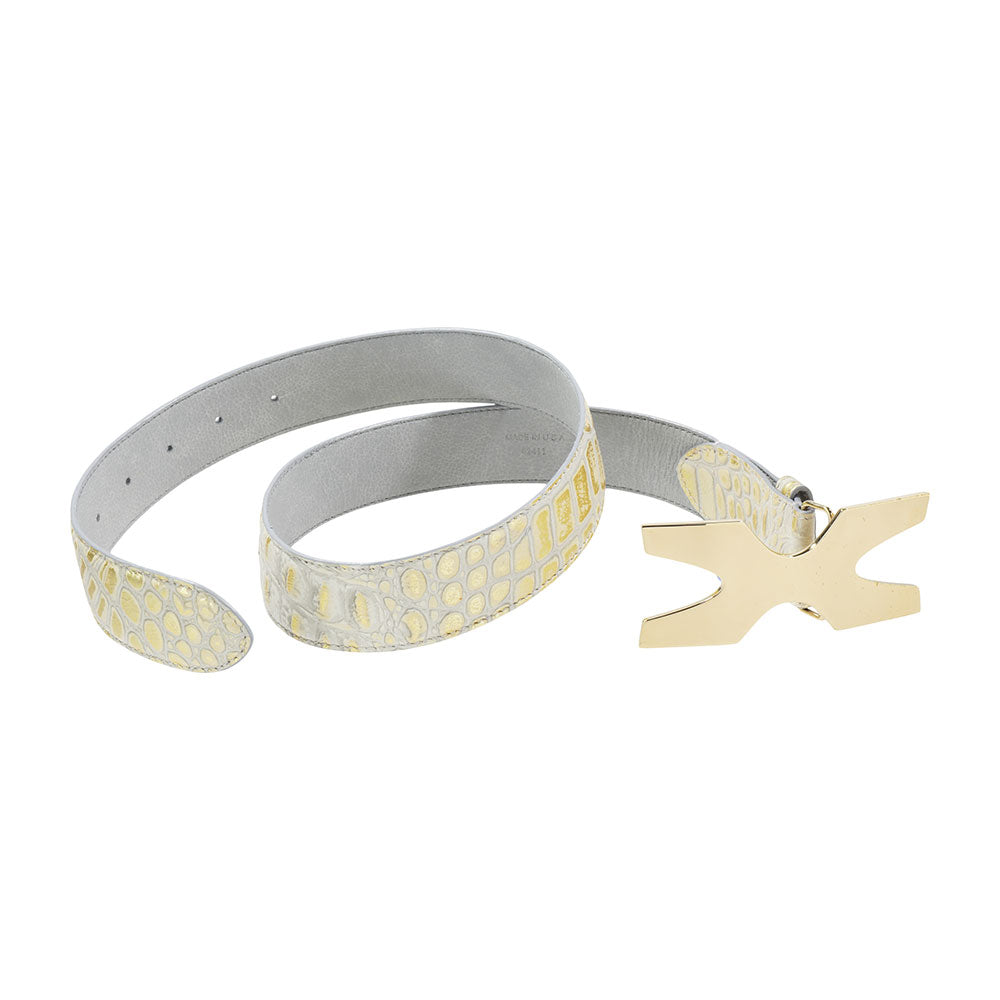 Gator Cavaletti Contour Belt — White Gold
