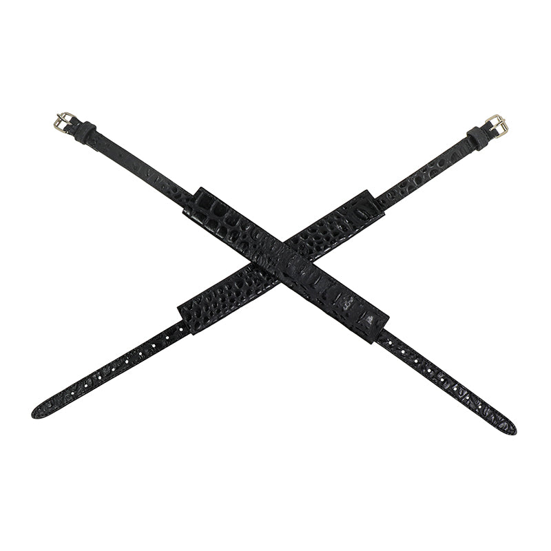 Ostler Equestrian Black Gator Spur Strap & Cover Set